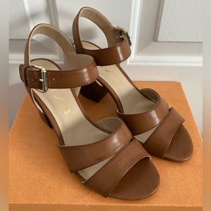 Unisa Rexxa Open Toe Stappy Heeled Sandals brown size 6